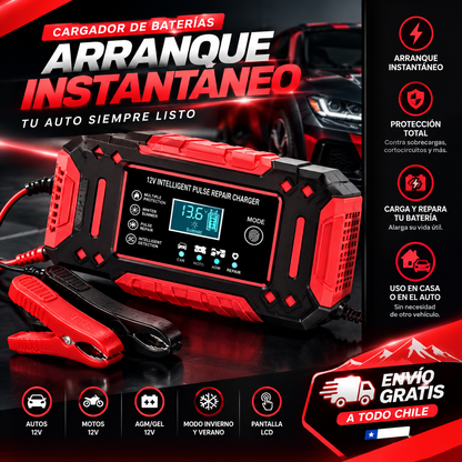 Cargador de Batería para Auto 12V + Arrancador de Emergencia