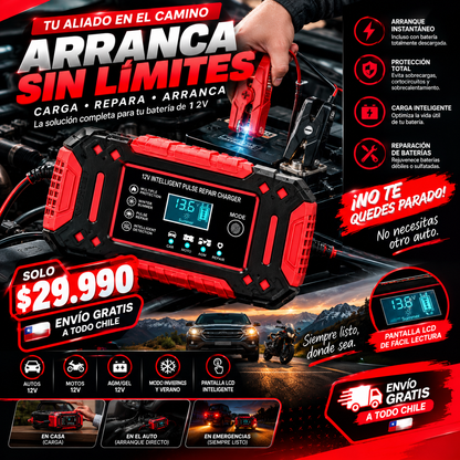 Cargador de Batería para Auto 12V + Arrancador de Emergencia